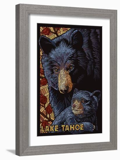 Lake Tahoe - Black Bears - Mosaic-Lantern Press-Framed Art Print