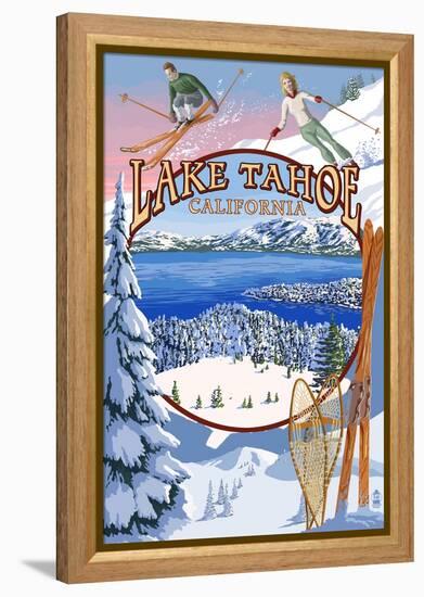 Lake Tahoe, CA Winter Views-Lantern Press-Framed Stretched Canvas