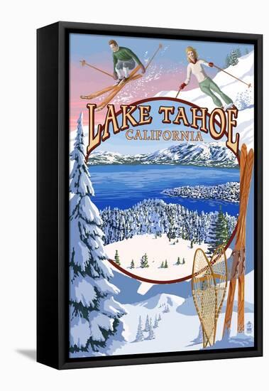 Lake Tahoe, CA Winter Views-Lantern Press-Framed Stretched Canvas