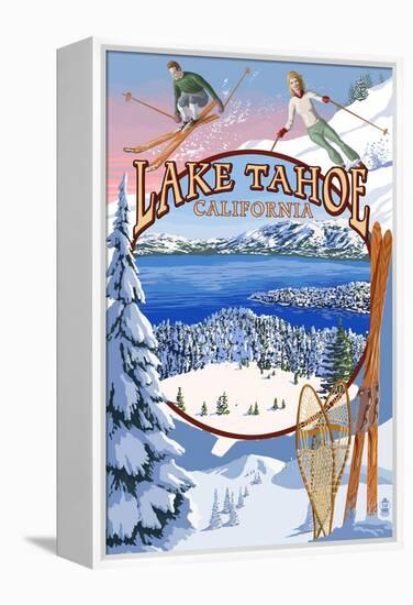 Lake Tahoe, CA Winter Views-Lantern Press-Framed Stretched Canvas