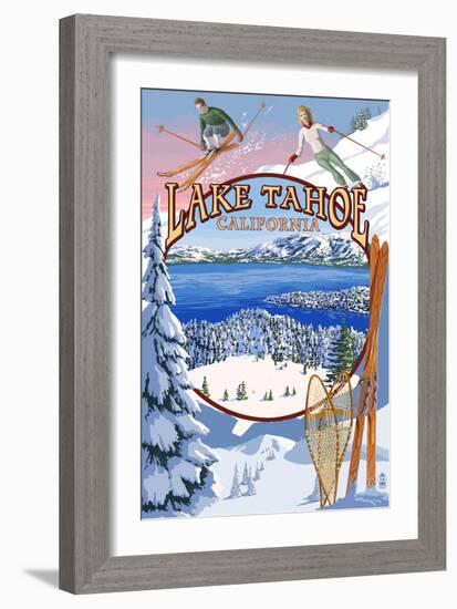 Lake Tahoe, CA Winter Views-Lantern Press-Framed Art Print