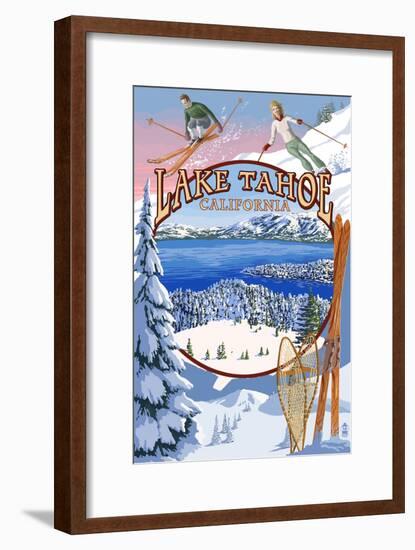 Lake Tahoe, CA Winter Views-Lantern Press-Framed Art Print