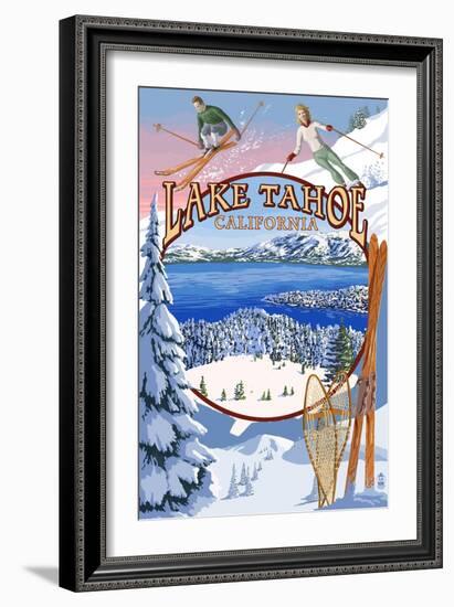 Lake Tahoe, CA Winter Views-Lantern Press-Framed Art Print