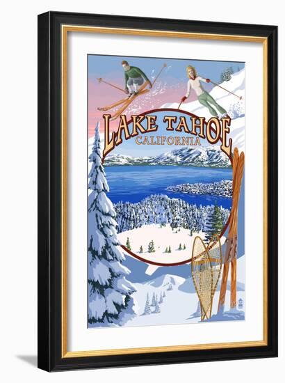 Lake Tahoe, CA Winter Views-Lantern Press-Framed Art Print