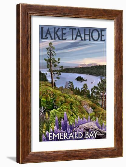 Lake Tahoe, California - Emerald Bay-Lantern Press-Framed Art Print