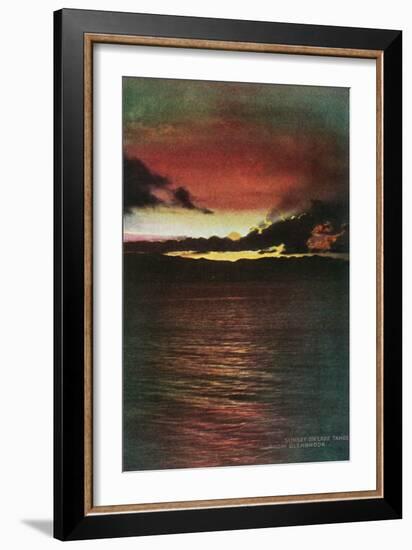 Lake Tahoe, California - Glenbrook, Sunset Scene on the Lake-Lantern Press-Framed Art Print