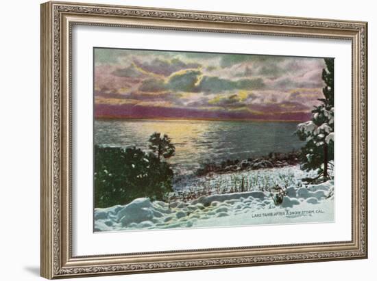 Lake Tahoe, California - Lake after a Snow Storm-Lantern Press-Framed Art Print