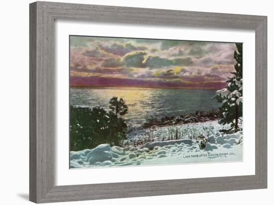 Lake Tahoe, California - Lake after a Snow Storm-Lantern Press-Framed Art Print