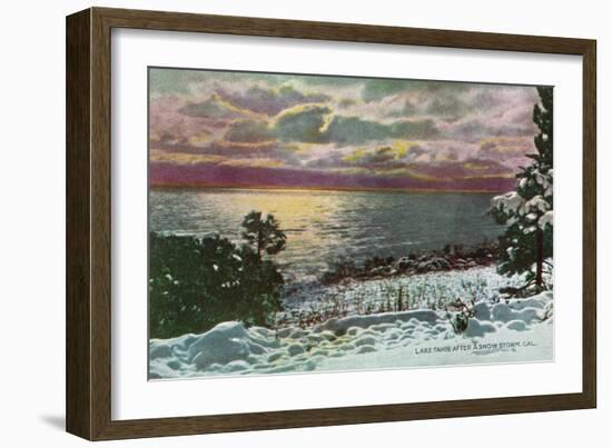 Lake Tahoe, California - Lake after a Snow Storm-Lantern Press-Framed Art Print