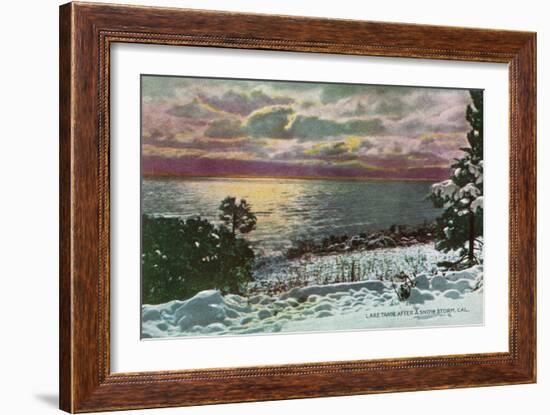 Lake Tahoe, California - Lake after a Snow Storm-Lantern Press-Framed Art Print