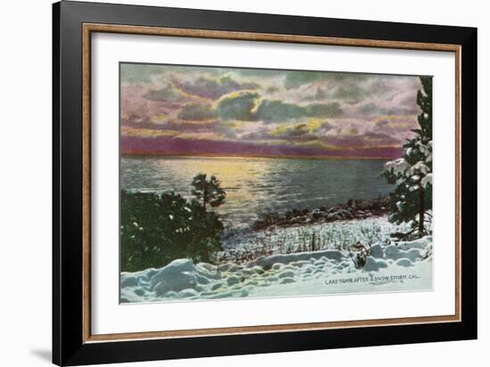 Lake Tahoe, California - Lake after a Snow Storm-Lantern Press-Framed Art Print