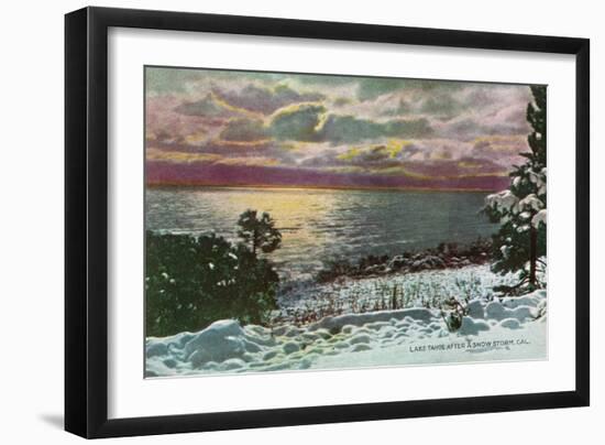 Lake Tahoe, California - Lake after a Snow Storm-Lantern Press-Framed Art Print