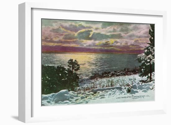 Lake Tahoe, California - Lake after a Snow Storm-Lantern Press-Framed Art Print