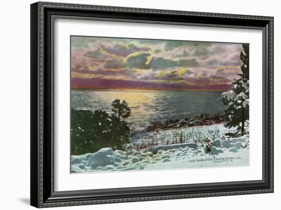 Lake Tahoe, California - Lake after a Snow Storm-Lantern Press-Framed Art Print