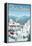 Lake Tahoe, California - Retro Ski Resort-Lantern Press-Framed Stretched Canvas