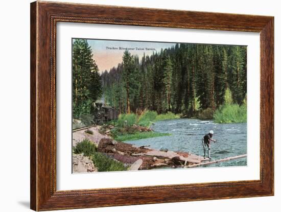 Lake Tahoe, California - Truckee River Near Tahoe Tavern Scene-Lantern Press-Framed Art Print