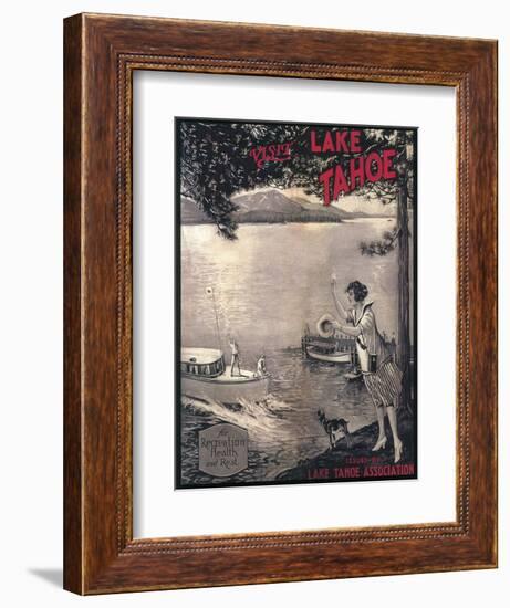 Lake Tahoe, California - Wooden Boat Poster-Lantern Press-Framed Art Print