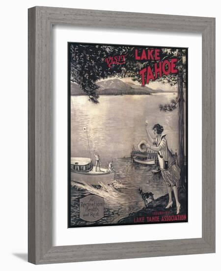 Lake Tahoe, California - Wooden Boat Poster-Lantern Press-Framed Art Print