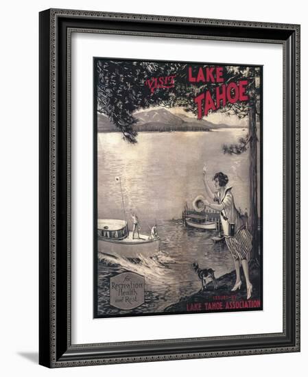 Lake Tahoe, California - Wooden Boat Poster-Lantern Press-Framed Art Print