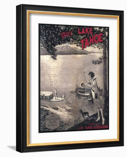 Lake Tahoe, California - Wooden Boat Poster-Lantern Press-Framed Art Print