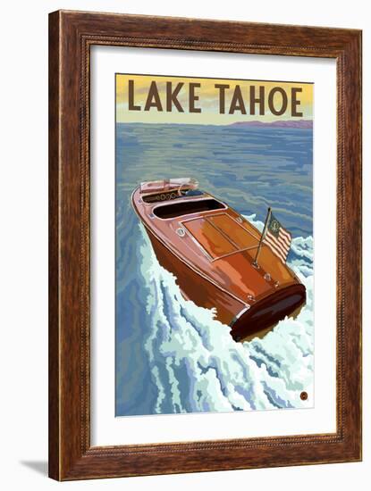 Lake Tahoe, California - Wooden Boat-Lantern Press-Framed Art Print