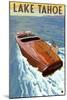 Lake Tahoe, California - Wooden Boat-Lantern Press-Mounted Art Print