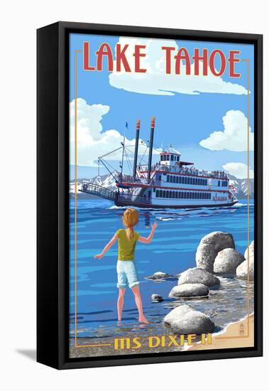 Lake Tahoe - MS Dixie II Paddleboat-Lantern Press-Framed Stretched Canvas