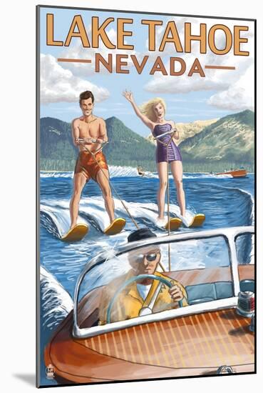 Lake Tahoe, Nevada - Water Skiing Scene-Lantern Press-Mounted Art Print