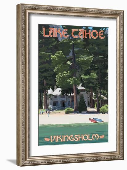 Lake Tahoe - Vikinsholm Castle-Lantern Press-Framed Art Print