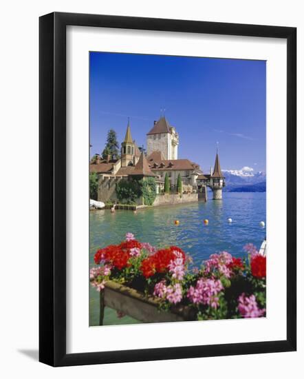 Lake Thun (Thunersee) and Oberhofen Castle, Bernese Oberland, Switzerland, Europe-Simon Harris-Framed Photographic Print