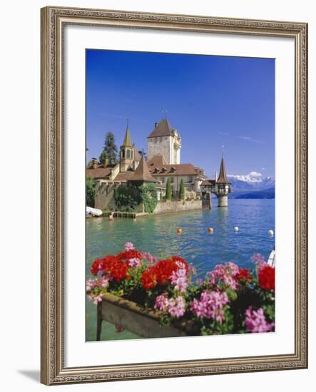 Lake Thun (Thunersee) and Oberhofen Castle, Bernese Oberland, Switzerland, Europe-Simon Harris-Framed Photographic Print