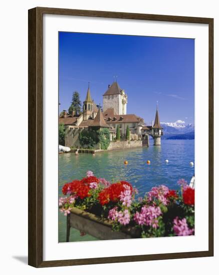 Lake Thun (Thunersee) and Oberhofen Castle, Bernese Oberland, Switzerland, Europe-Simon Harris-Framed Photographic Print