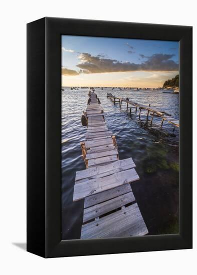 Lake Titicaca Pier at Sunset, Copacabana, Bolivia, South America-Matthew Williams-Ellis-Framed Premier Image Canvas