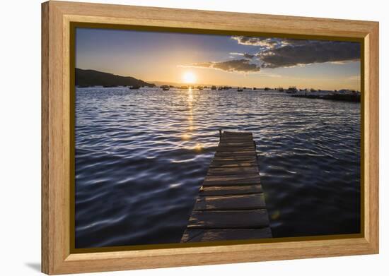 Lake Titicaca Pier at Sunset, Copacabana, Bolivia, South America-Matthew Williams-Ellis-Framed Premier Image Canvas