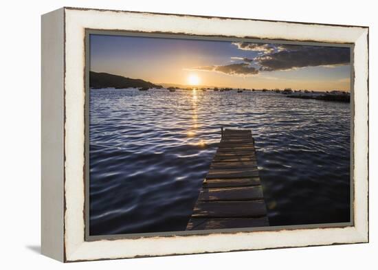 Lake Titicaca Pier at Sunset, Copacabana, Bolivia, South America-Matthew Williams-Ellis-Framed Premier Image Canvas