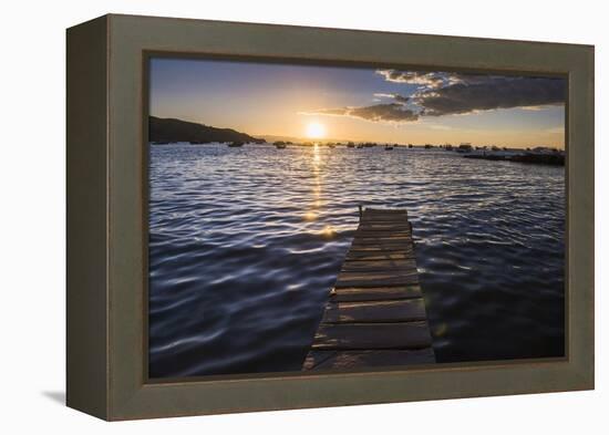 Lake Titicaca Pier at Sunset, Copacabana, Bolivia, South America-Matthew Williams-Ellis-Framed Premier Image Canvas