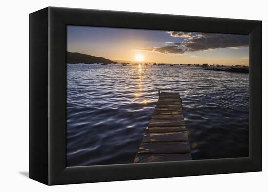 Lake Titicaca Pier at Sunset, Copacabana, Bolivia, South America-Matthew Williams-Ellis-Framed Premier Image Canvas