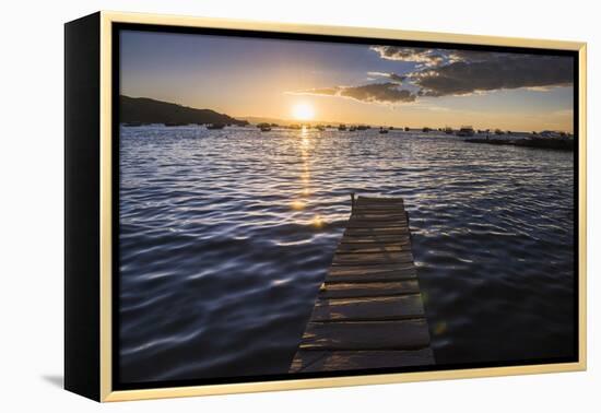 Lake Titicaca Pier at Sunset, Copacabana, Bolivia, South America-Matthew Williams-Ellis-Framed Premier Image Canvas