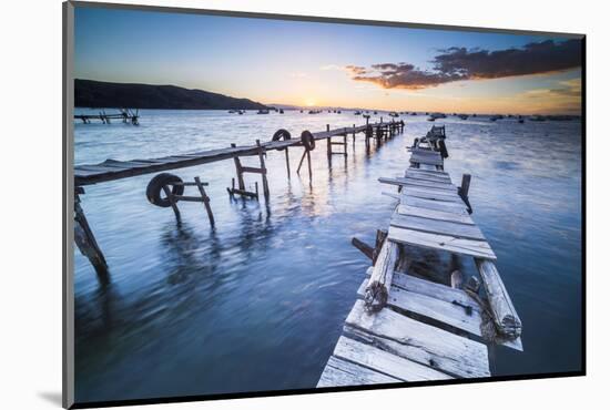 Lake Titicaca Pier at Sunset, Copacabana, Bolivia, South America-Matthew Williams-Ellis-Mounted Photographic Print