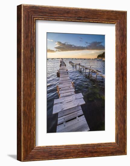 Lake Titicaca Pier at Sunset, Copacabana, Bolivia, South America-Matthew Williams-Ellis-Framed Photographic Print