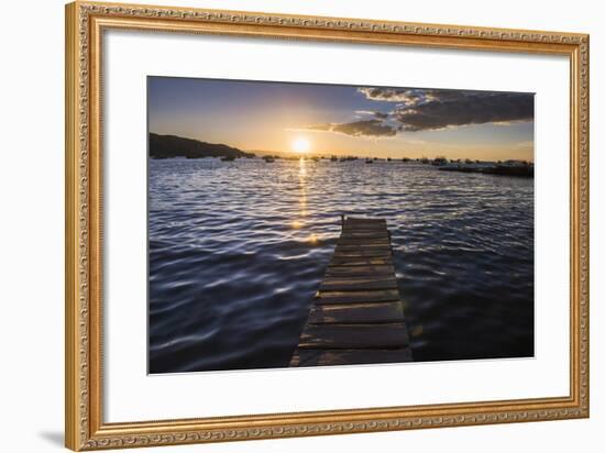 Lake Titicaca Pier at Sunset, Copacabana, Bolivia, South America-Matthew Williams-Ellis-Framed Photographic Print