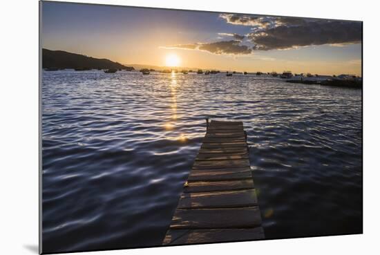 Lake Titicaca Pier at Sunset, Copacabana, Bolivia, South America-Matthew Williams-Ellis-Mounted Photographic Print