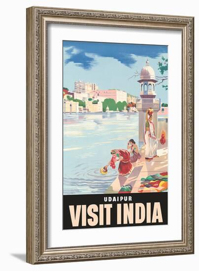 Lake Udaipur: Visit India, c.1957-null-Framed Art Print