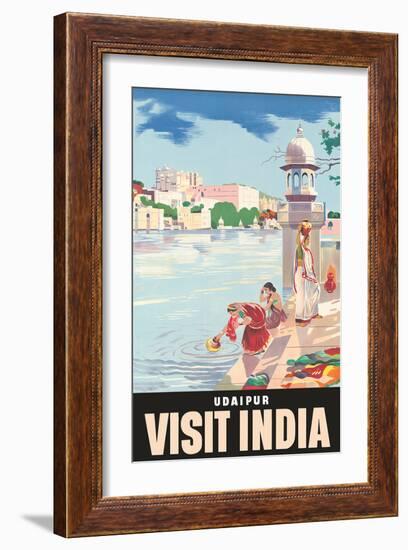 Lake Udaipur: Visit India, c.1957-null-Framed Art Print