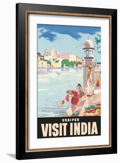 Lake Udaipur: Visit India, c.1957-null-Framed Art Print