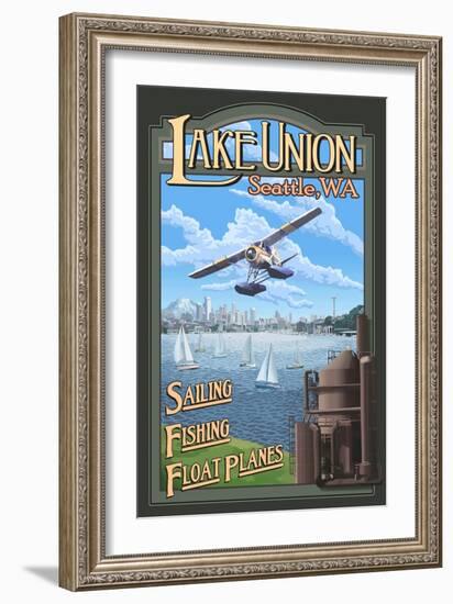 Lake Union Float Plane, Seattle, Washington-Lantern Press-Framed Art Print