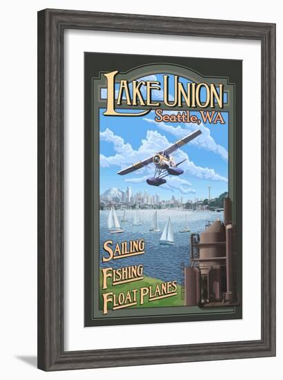 Lake Union Float Plane, Seattle, Washington-Lantern Press-Framed Art Print