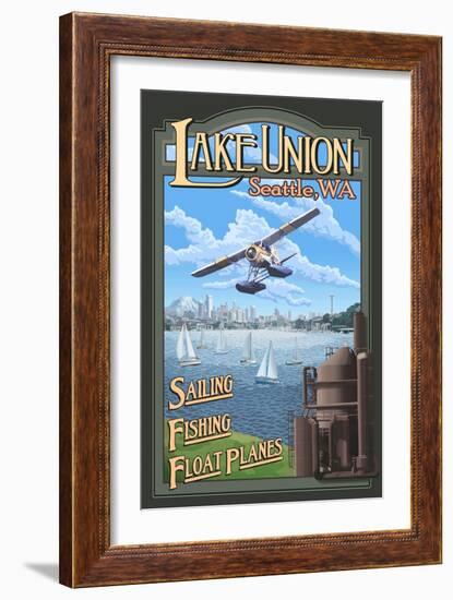 Lake Union Float Plane, Seattle, Washington-Lantern Press-Framed Art Print