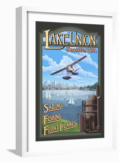 Lake Union Float Plane, Seattle, Washington-Lantern Press-Framed Art Print