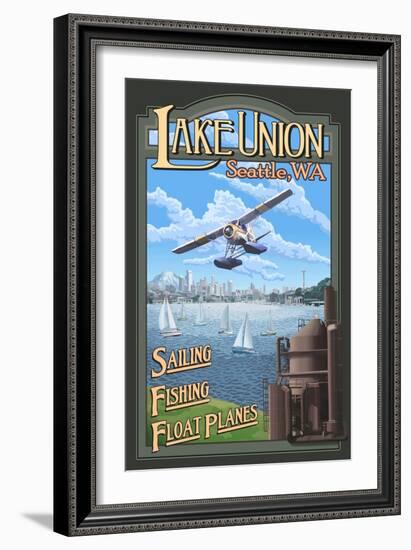 Lake Union Float Plane, Seattle, Washington-Lantern Press-Framed Art Print